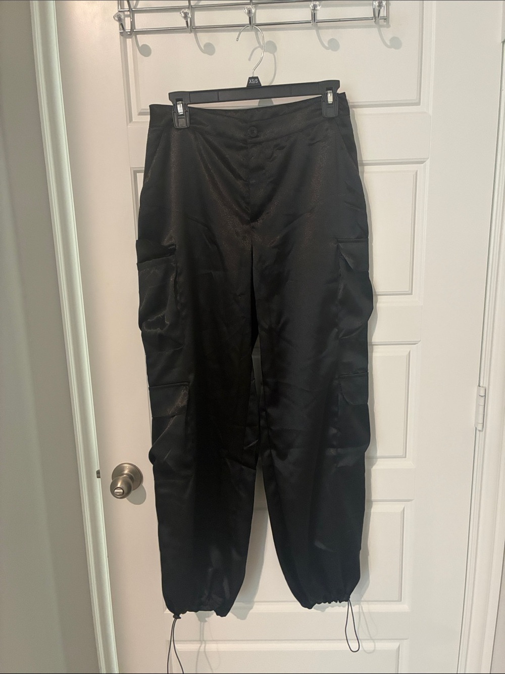 SHEIN Black Women's Cargo Jogger Pants with Drawstring Hems